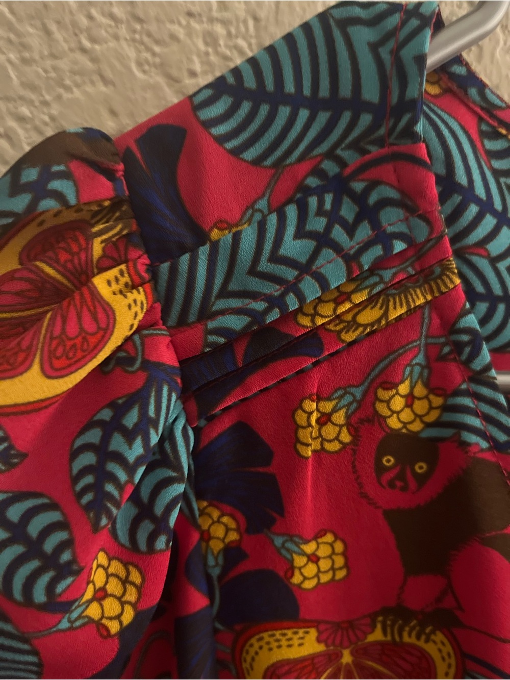 Rose & Olive Burgundy Floral Button-Tie Blouse - Picture 9 of 9